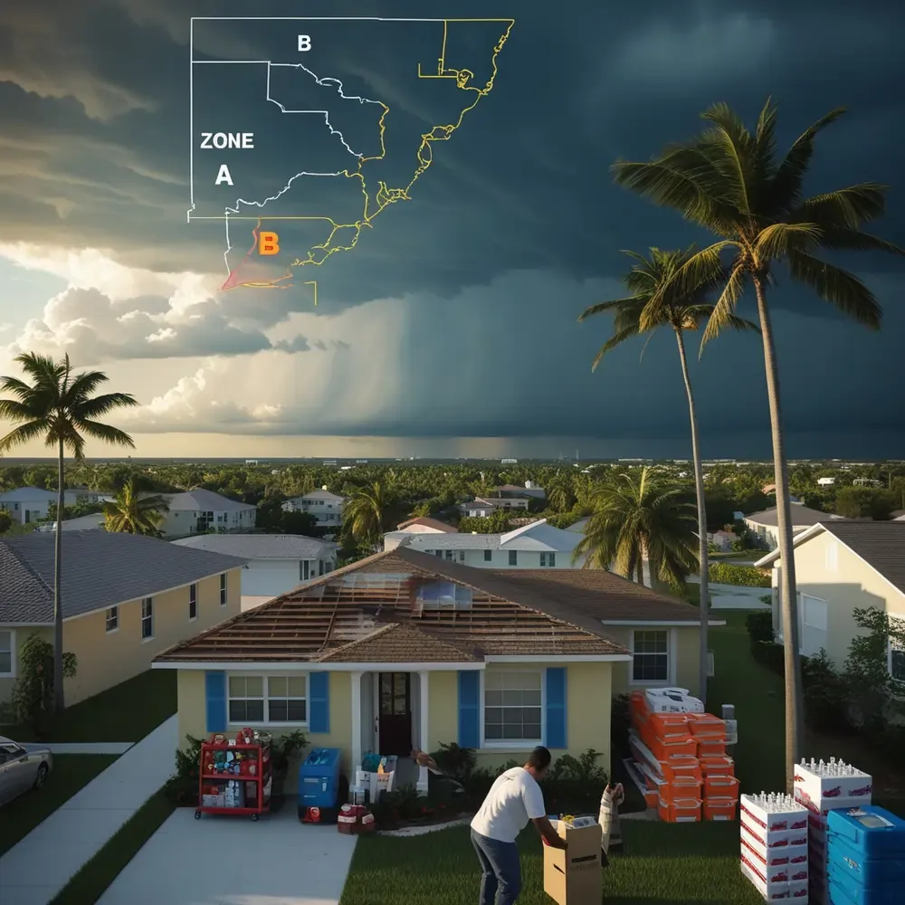 Homeowner preparing house for hurricane as storm approaches